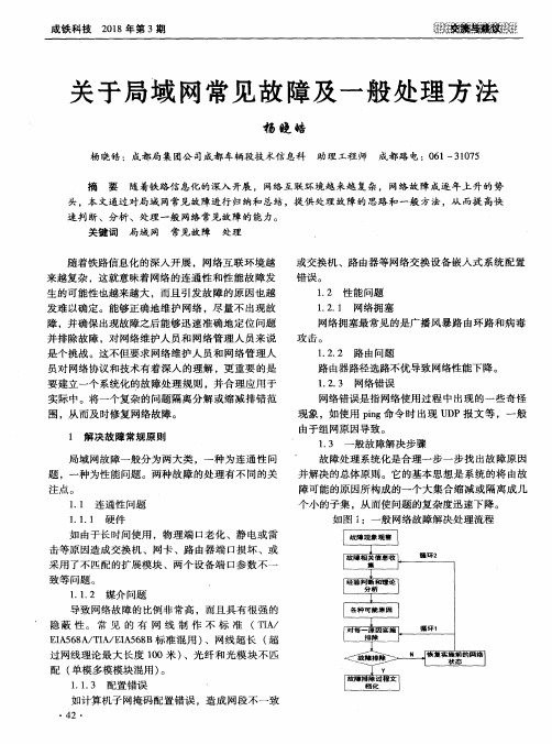 关于局域网常见故障及一般处理方法