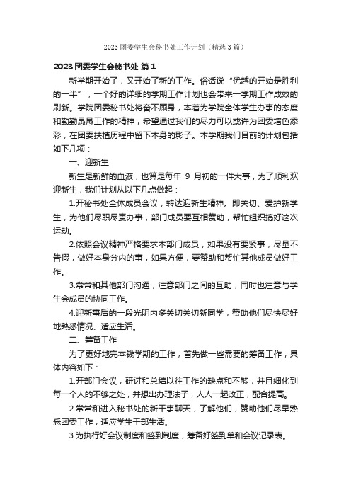 2023团委学生会秘书处工作计划（精选3篇）