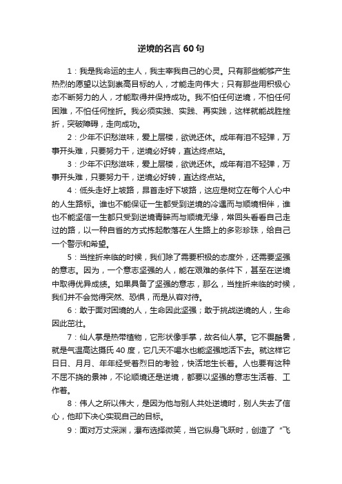 逆境的名言60句