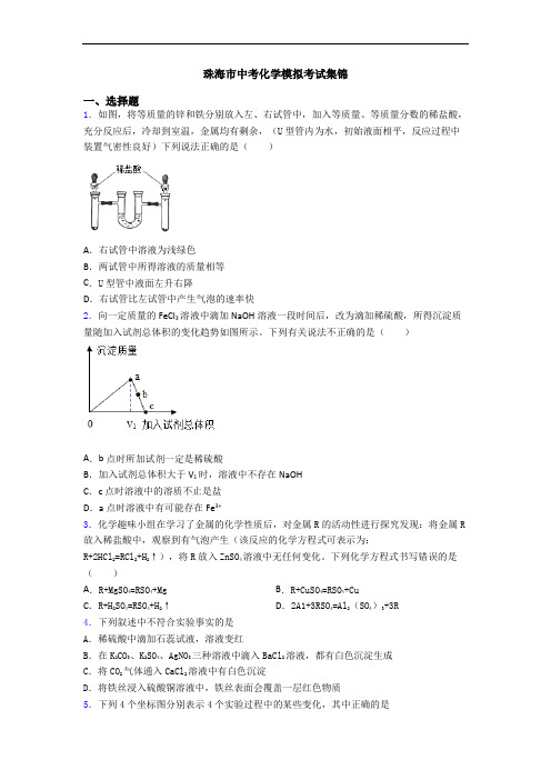 珠海市中考化学模拟考试集锦