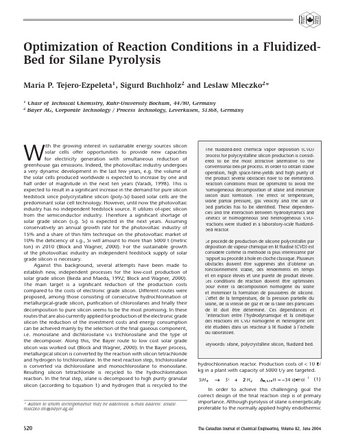 硅烷流化床工艺-Optimization of reaction conditioins in a fluidizedbed for silane pyrolysis