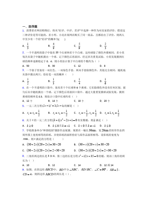 【苏科版】九年级数学上期中试卷附答案