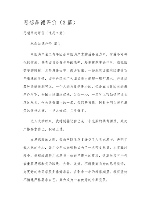 思想品德评价(3篇)