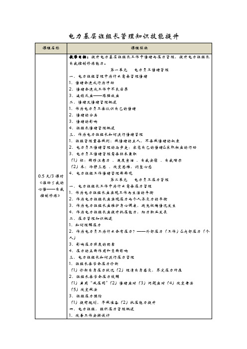 电力基层班组长管理知识技能提升