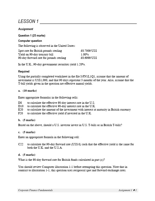 cpa Canada FA3作业 第一章