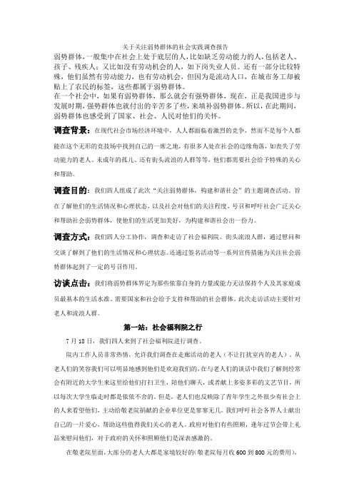 关于关注弱势群体的社会实践调查报告