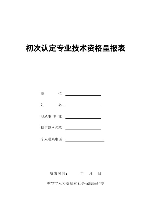 初次认定专业技术资格呈报表