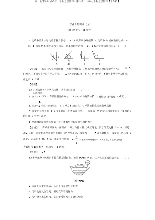 高一物理沪科版必修一学业分层测评：第3章3.2弹力学业分层测评【含解析】