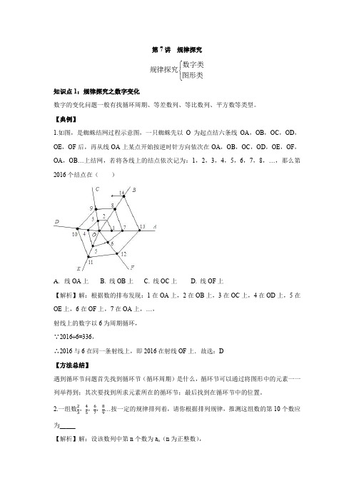 初一数学人教版秋季班(教师版)第7讲 规律探索--尖子班