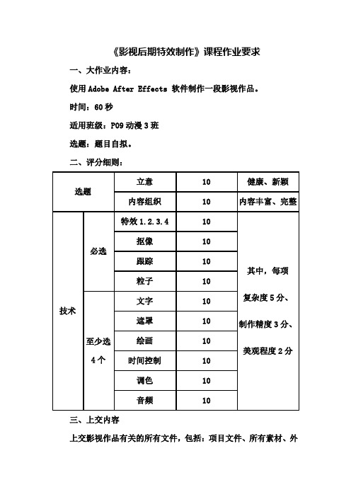 影视后期特效处理-作业要求