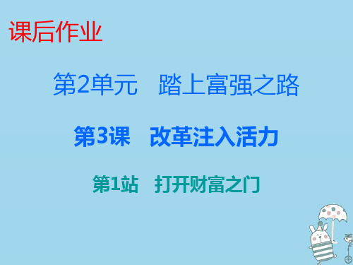 九年级道德与法治上册第2单元踏上富强之路第3课改革注入活力第1站打开财富之门PPT课件北师大版