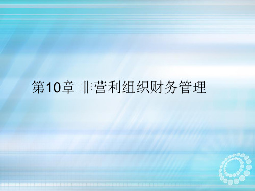 第十章 非营利组织财务管理ppt课件