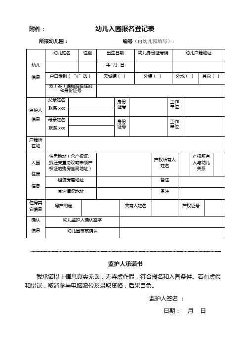 最新整理幼儿入园报名登记表.doc