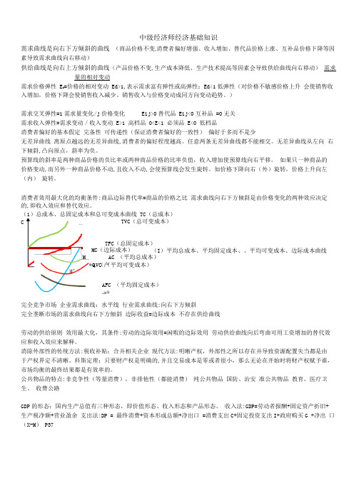 中级经济师经济基础知识要点精简版