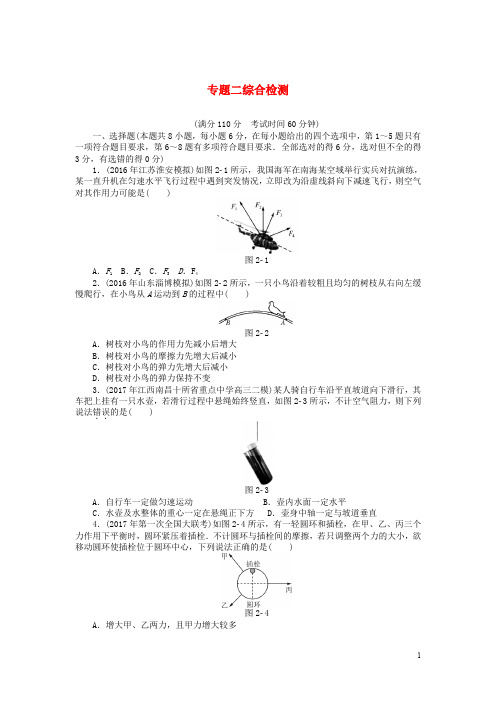 2020版高考物理一轮复习 专题二 相互作用与物体平衡综合检测(无答案)