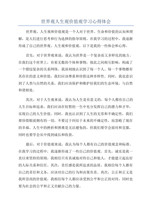 世界观人生观价值观学习心得体会