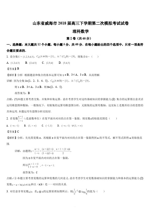 山东省威海市2018届高三下学期第二次模拟考试理科数学试卷(解析版)