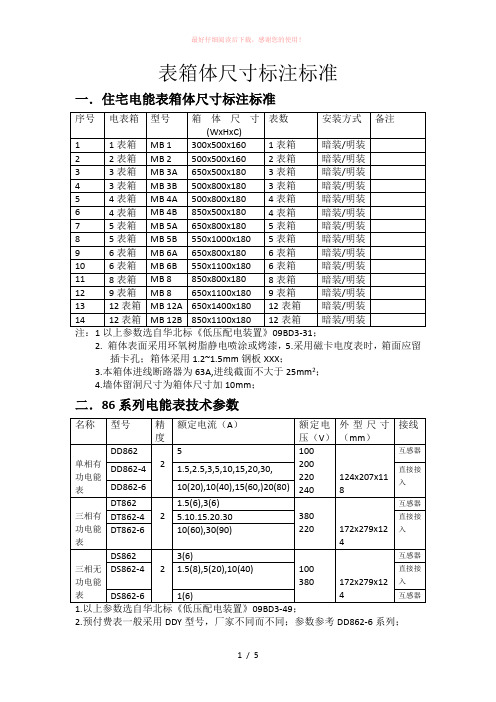 配电箱尺寸标注标准