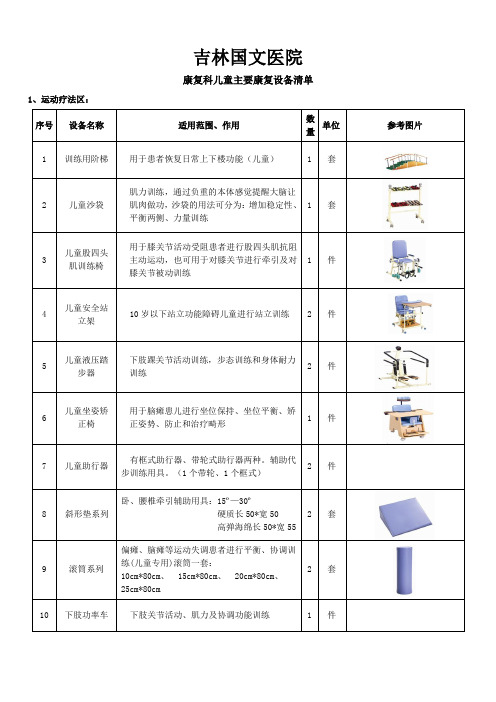 国文医院康复科儿童pt设备清单