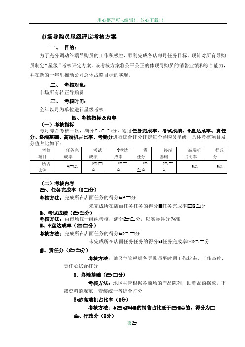 市场导购员星级评定考核方案