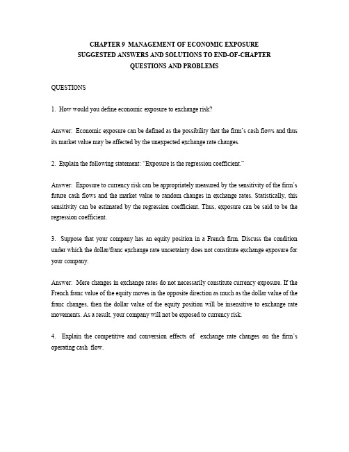 International Financial Management 6 edition Chapter 9--Solution