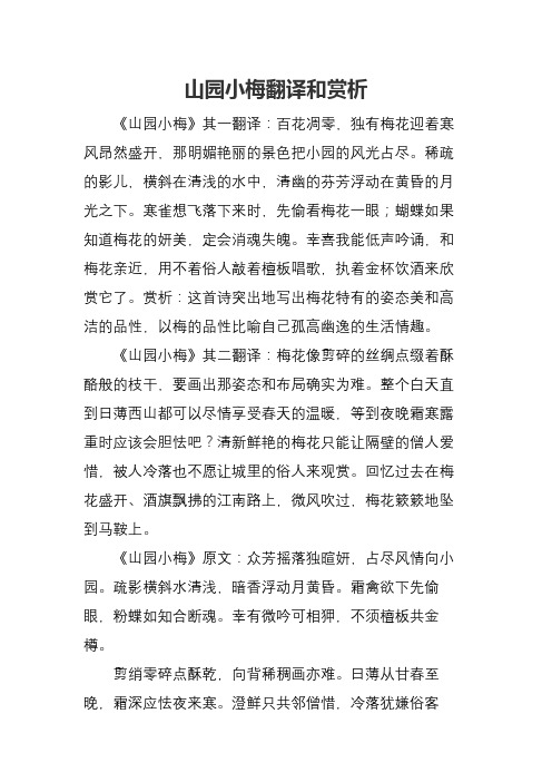 山园小梅翻译和赏析