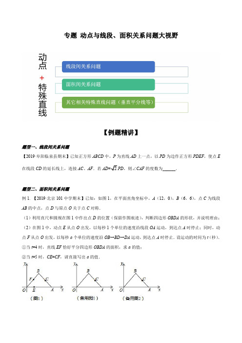 八年级下册数学重难点题型(人教版)专题 动点与线段、面积关系问题大视野(原卷版)