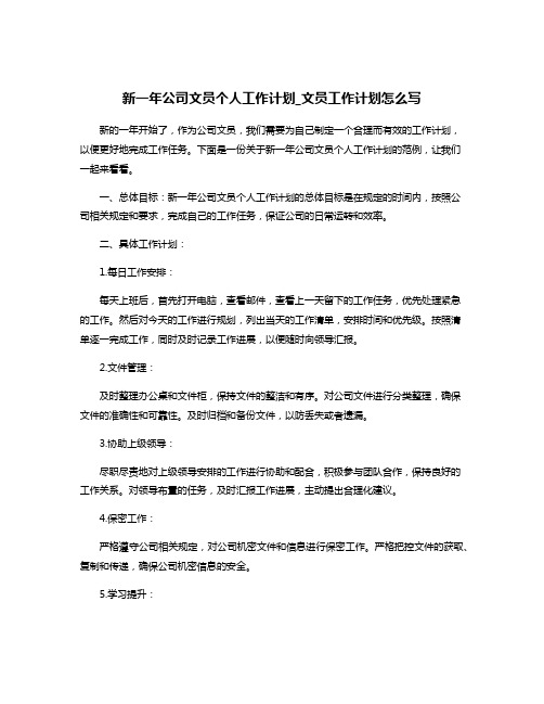 新一年公司文员个人工作计划_文员工作计划怎么写