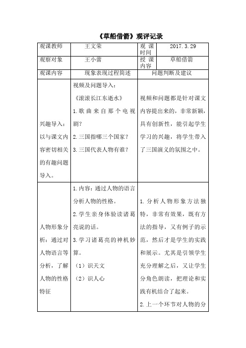 语文人教版五年级下册《草船借箭》观评记录