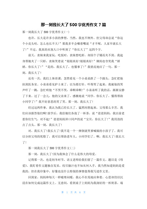 那一刻我长大了500字优秀作文7篇