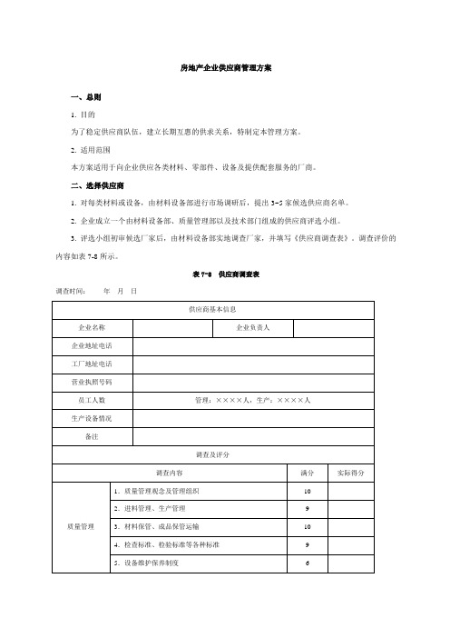 房地产企业供应商管理方案