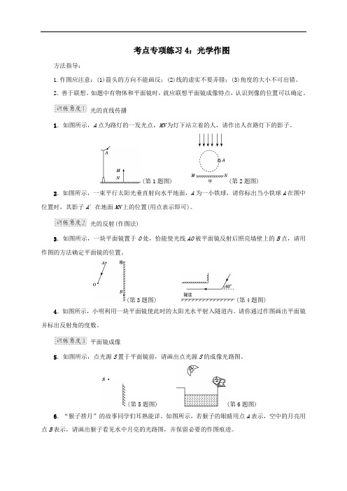 2020_2021学年八年级物理上册考点专项练习4光学作图含解析