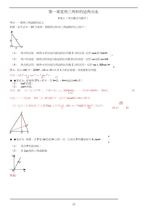 中考数学尖子生培优竞赛压轴题专题辅导第一章直角三角形的边角关系18页