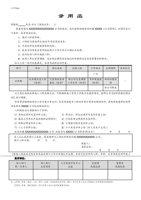 社会招聘录用人员审批表