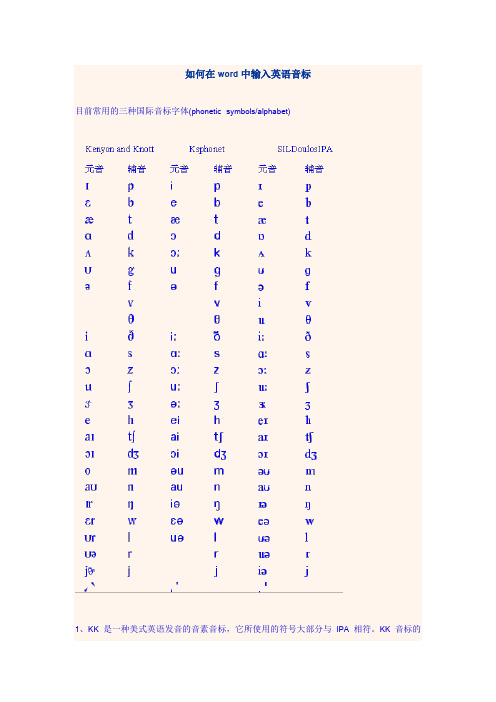 如何在word中输入英语音标