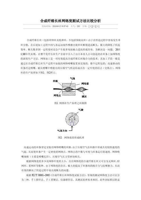 合成纤维长丝网络度测试方法比较分析