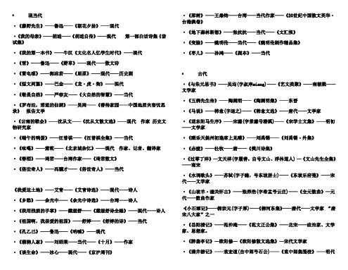 八年级下文学常识归纳