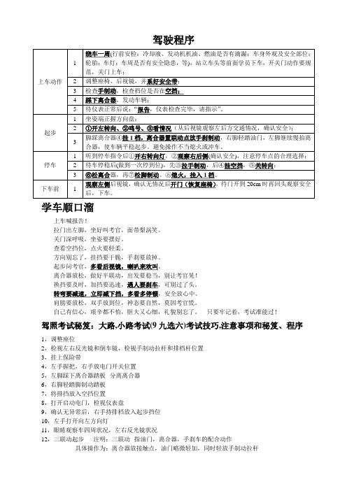 路考驾驶程序及评判标准、九选三考试点