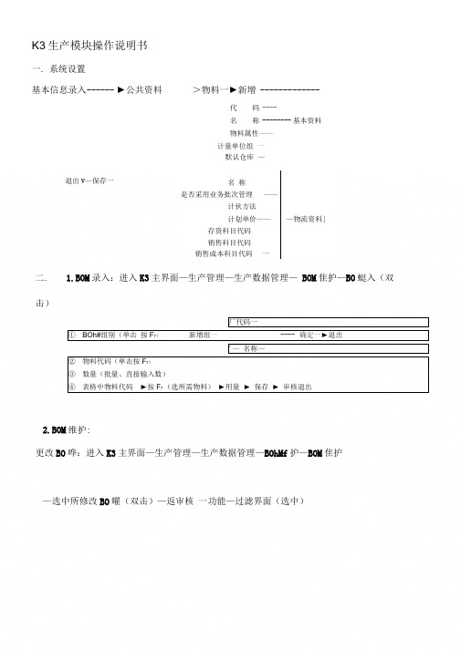 K3生产模块操作说明书