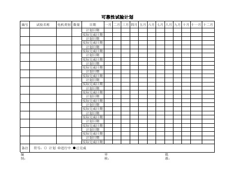 可靠性试验计划表