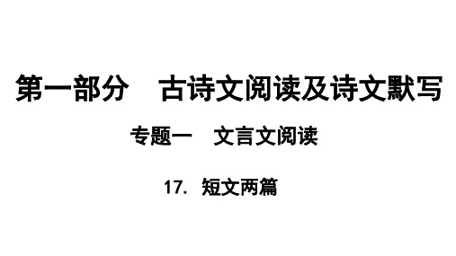 贵州省中考语文总复习 第一部分 古诗文阅读及诗文默写 专题一 文言文阅读 17 短文两篇课件.ppt