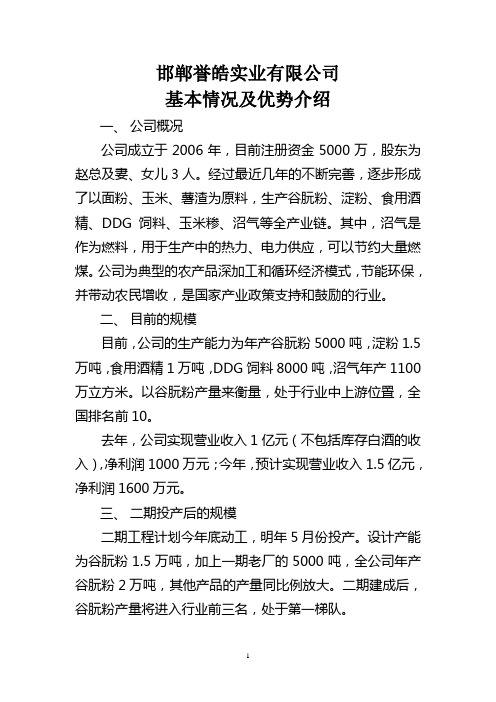 公司基本情况优势介绍