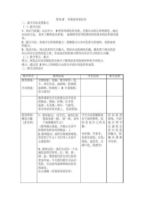 一年级上册美术教案-2看谁涂得更好看｜人美版 