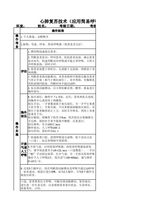 心肺复苏技术操作规范