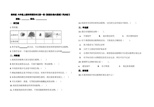 教科版 六年级上册科学第四单元各课同步练习(含答案)