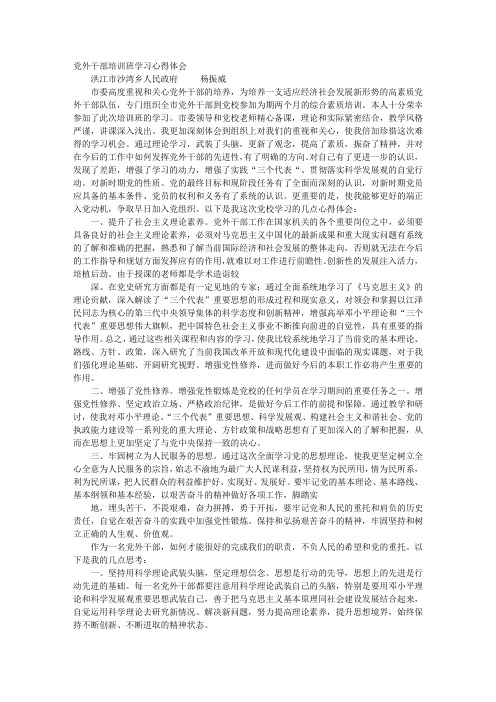 党外人士培训心得体会