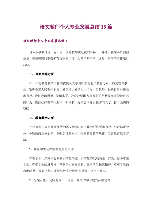 语文教师个人专业发展总结15篇