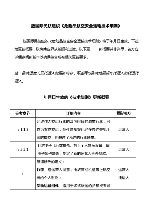 2011-2012版国际民航组织《危险品航空安全运输技术细则》