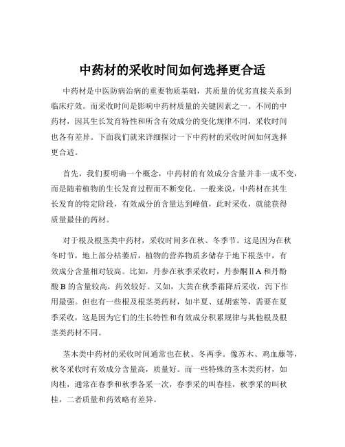 中药材的采收时间如何选择更合适