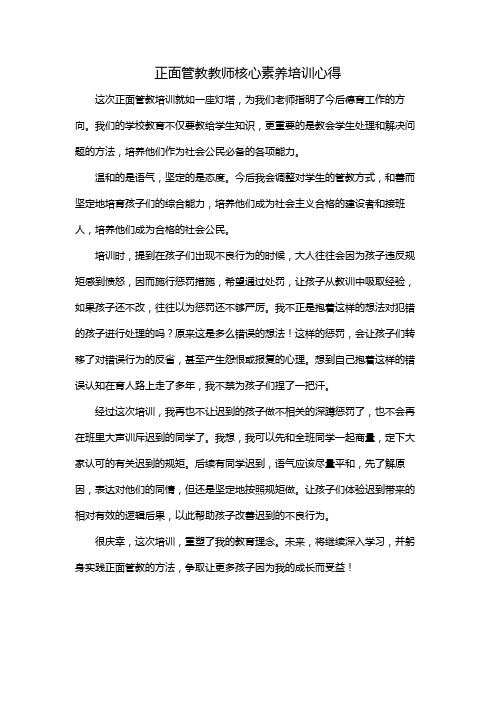 正面管教教师核心素养培训心得